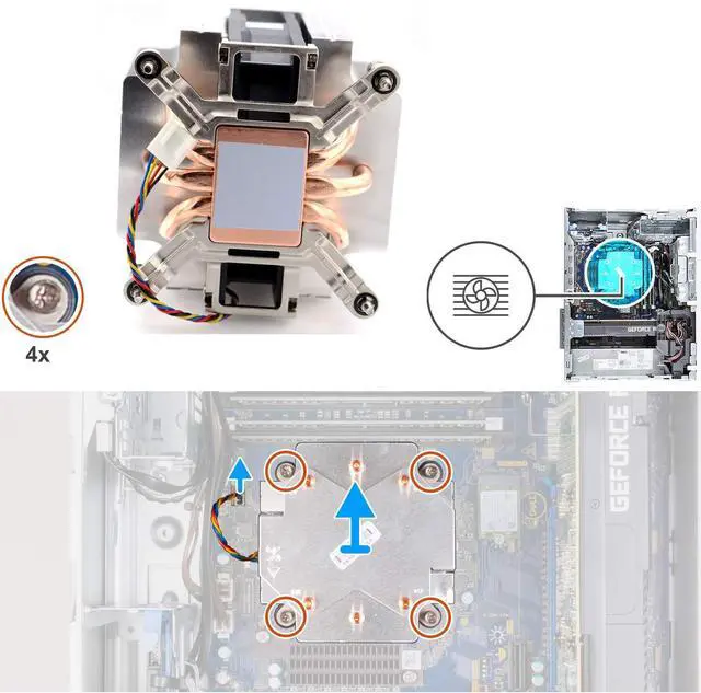 Alt view image 5 of 5 - Deal4GO 125W CPU Cooling Fan w/Heat-Sink Assembly VWD01 0VWD01 Replacement for Dell OptiPlex 7080 7090 7071, XPS 8940, G5 5090
