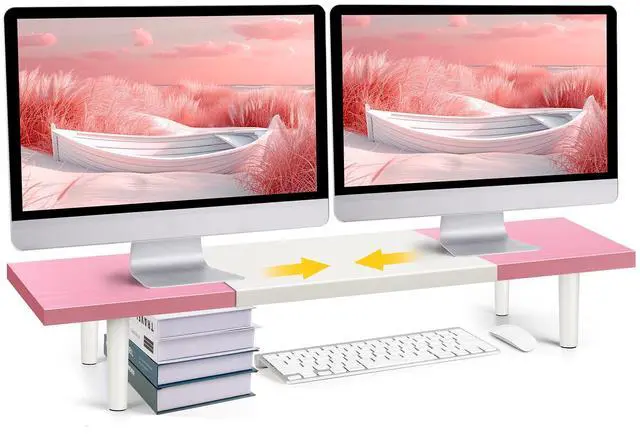 Main image of Across-Star Dual-Monitor-Stand-Riser-For-Desk Adjustable Length 32-40 InchLarge Desktop Computer Monitor Riser For 2 ScreensDesk Shelf Organizer Riser Stand For Computer/Laptop/PC/Printer/TV