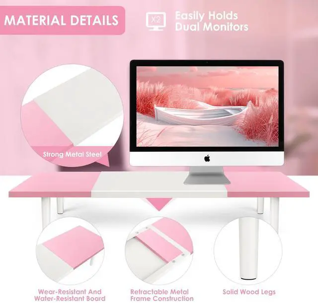 Alt view image 4 of 5 - Across-Star Dual-Monitor-Stand-Riser-For-Desk Adjustable Length 32-40 InchLarge Desktop Computer Monitor Riser For 2 ScreensDesk Shelf Organizer Riser Stand For Computer/Laptop/PC/Printer/TV