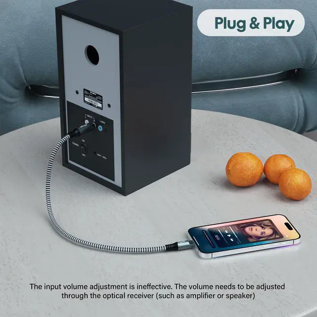 Alt view image 5 of 5 - Adoreen Unidirectional USB C to Toslink Digital Optical Audio Cable 10 Ft, USB 2.0 Male to SPDIF Port Male Fiber Optic Adapter, Braided for TV/Soundbar, Sony PS5, Speaker-Not Toslink to USB