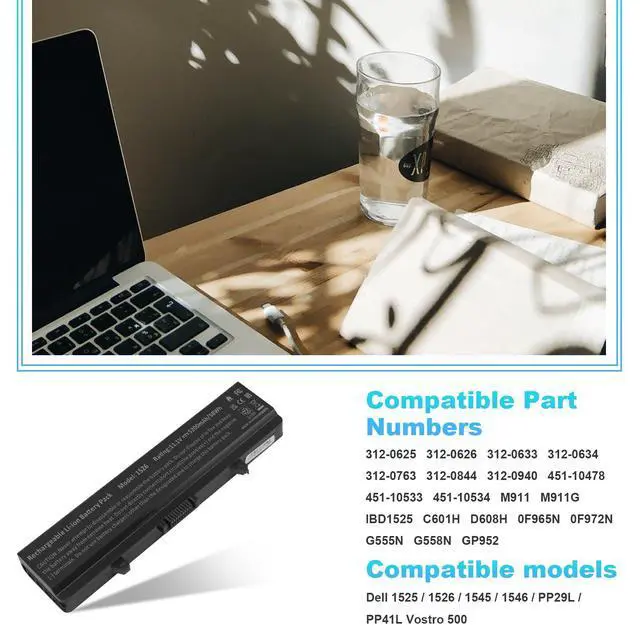 Alt view image 4 of 5 - Fancy Buying Laptop Battery for Dell Inspiron 1526 1525 1545 1546 1750 1440 Pp29l Pp41l Fits Gw240 Rn873 M911g M911 X284g K450n Replacement [Li-ion 6-Cell 5200mAh/58WH]