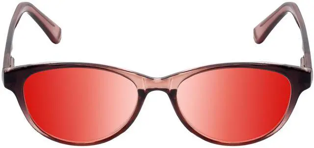 Alt view image 5 of 5 - Medspex Corinne McCormack Polly Color Therapy Reading Glasses +2.50 Pink Black Fade/Amber Brown Womens Fluorescent Light Sensitivity Chromotherapy Chakra Healing