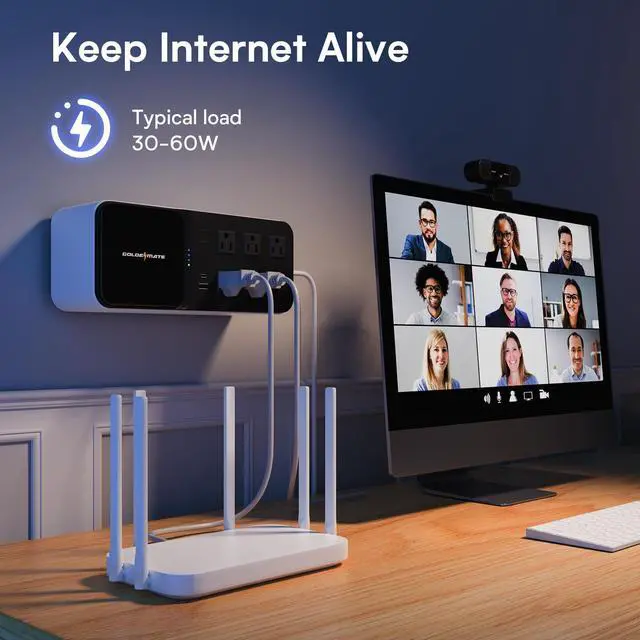 Alt view image 4 of 5 - GOLDENMATE 600VA/360W Lithium UPS Battery Backup and Surge Protector, Backup Battery Power Supply with LiFePO4 Batteries(76.8 Wh), 6 Outlets, 2 USB Charger Ports, Wireless Charging, Compact Design