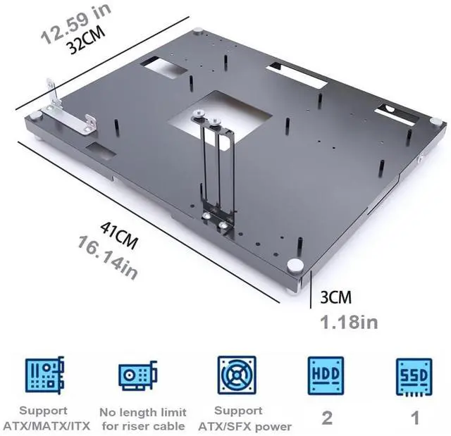 Alt view image 2 of 5 - DIY Open Frame PC Test Bench - Acrylic Gaming Computer Case Support ATX/M-ATX/ITX Motherboard Black