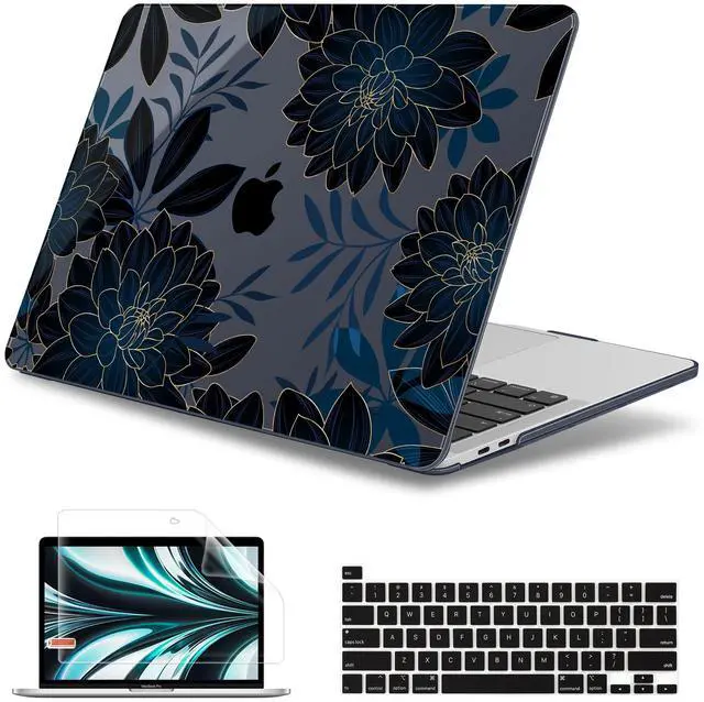 Main image of May Chen for MacBook Pro 13 inch Case 2022 2021 2020 Release A2338 M2 M1 A2289 A2251, Plastic Crystal Hard Shell Case Cover for MacBook Pro 13 inch Touch Bar Fits Touch ID, Luxury Dahlia