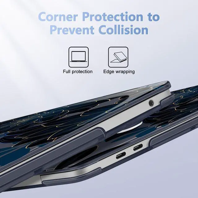 Alt view image 3 of 5 - May Chen for MacBook Pro 13 inch Case 2022 2021 2020 Release A2338 M2 M1 A2289 A2251, Plastic Crystal Hard Shell Case Cover for MacBook Pro 13 inch Touch Bar Fits Touch ID, Luxury Dahlia