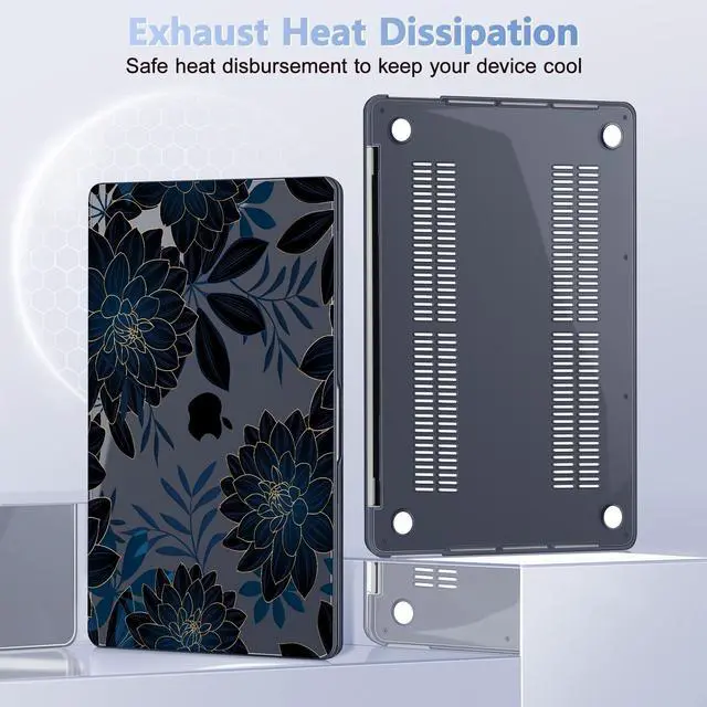 Alt view image 5 of 5 - May Chen for MacBook Pro 13 inch Case 2022 2021 2020 Release A2338 M2 M1 A2289 A2251, Plastic Crystal Hard Shell Case Cover for MacBook Pro 13 inch Touch Bar Fits Touch ID, Luxury Dahlia