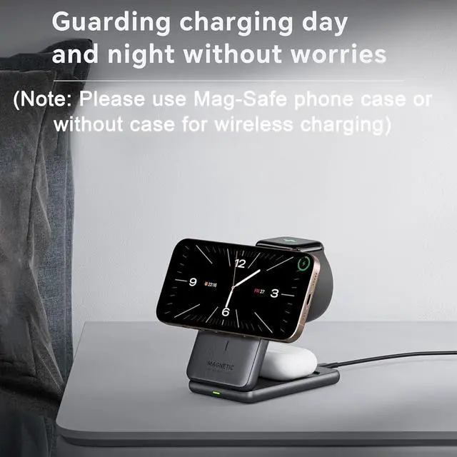 Alt view image 4 of 5 - 3 in 1 Wireless Charging Station for Apple Devices,Portable Foldable Magnetic Multiple Fast Charger Stand,Wireless Charger MagSafe for iPhone 17 16 15 14 13 12 11 Pro Max Air Plus/Apple Watch/Airpods