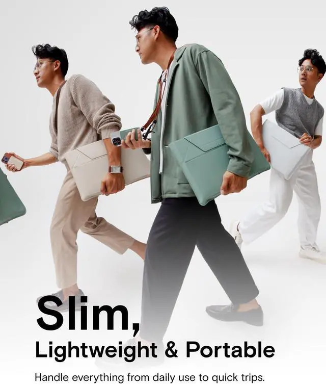 Alt view image 3 of 5 - MOFT Laptop Carry Sleeve, 2-in-1 Laptop Bag & Stand for 14" MacBook Air/Pro & Dell/HP/Lenovo/Asus, Stylish Slim Computer Sleeve Bag with Expandable Storage for Computer Accessories, Panna Cotta