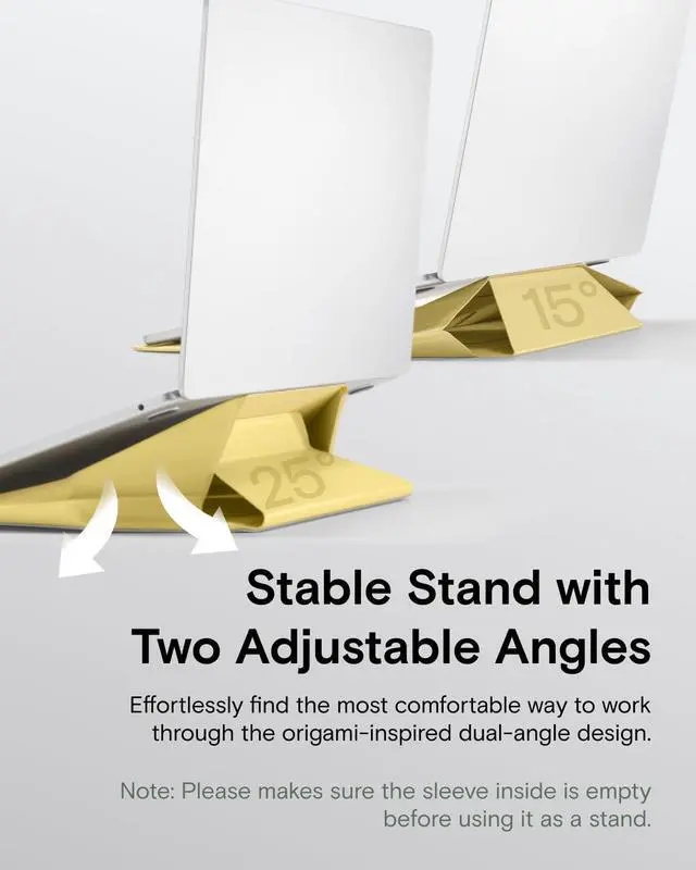 Alt view image 4 of 5 - MOFT Laptop Carry Sleeve, 2-in-1 Laptop Bag & Stand for 14" MacBook Air/Pro & Dell/HP/Lenovo/Asus, Stylish Slim Computer Sleeve Bag with Expandable Storage for Computer Accessories, Panna Cotta