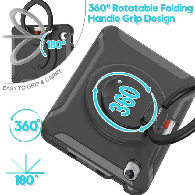 Alt view image 3 of 5 - BATYUE Case for iPad mini 7 (A17 Pro) 2024/ Mini 6 8.3'' 2021,Full-Body Shockproof Protective Case for Kids with 360° Rotating & 180° Folding Stand, Handle& Pencil Holder| Black