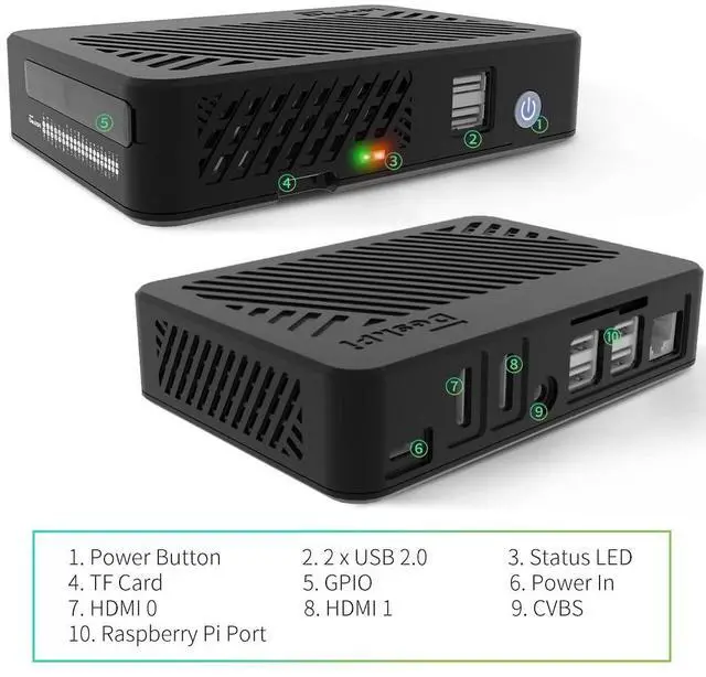 Alt view image 4 of 5 - GeeekPi DeskPi Lite Pi 4 Case with Power Button/Heatsink with PWM Fan/Dual Full-Size HDMI/Extra Two USB Port for Raspberry Pi 4B