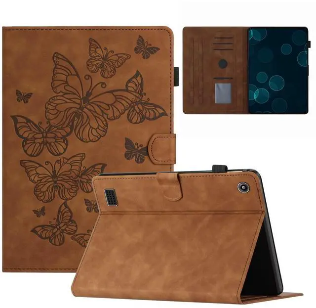 Main image of Dteck Cute Butterfly Case for Fire 7 (9th/7th/5th Generation) Tablet 7" 2019/2017/2015 Released, PU Leather Protective Case with Auto Sleep Wake, Foldable Stand, Card Slots, Slim Folio Cover, Brown