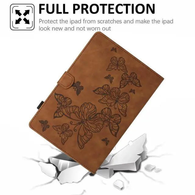 Alt view image 4 of 5 - Dteck Cute Butterfly Case for Fire 7 (9th/7th/5th Generation) Tablet 7" 2019/2017/2015 Released, PU Leather Protective Case with Auto Sleep Wake, Foldable Stand, Card Slots, Slim Folio Cover, Brown