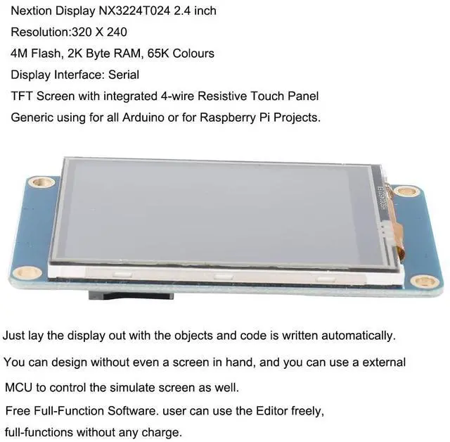 Alt view image 2 of 5 - Ferwooh Nextion Basic Display 2.4'' NX2432T024 2.4inch TFT Resistive Touch Screen Panel 320X240 UART HMI Intelligent LCD Display Module