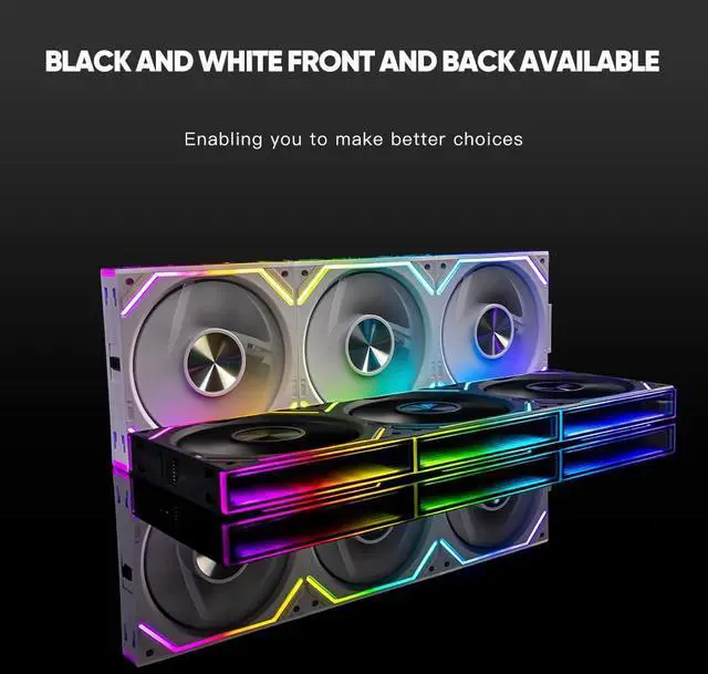 Alt view image 4 of 5 - Jungle Leopard Interstellar V2 RS 120mm PC Reverse Blade Case Fan Infinity Mirror Module Daisy-Chain ARGB Fan Triple Pack Suitable Computer Cooling Fans 360mm AIO Cooler(White-3Pack)