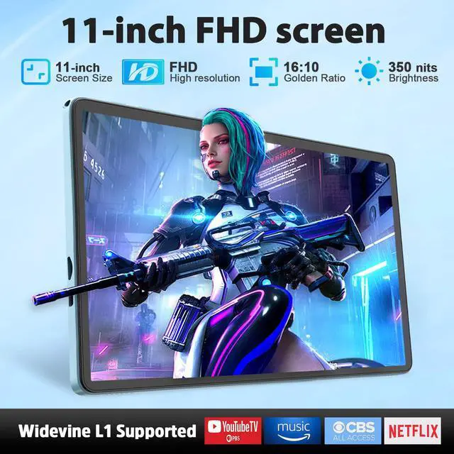 Alt view image 2 of 5 - Android 15 tablet with keyboard, 11 inch tablet with 24GB RAM+128GB ROM(2TB Expand), 8000mAh Battery, 2.4G/5G WiFi, 5MP+13MP Dual Camera, Widevine L1, Octa-core, Mouse, Stylus, Case(Silver Case)