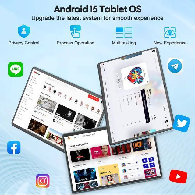 Alt view image 3 of 5 - Android 15 tablet with keyboard, 11 inch tablet with 24GB RAM+128GB ROM(2TB Expand), 8000mAh Battery, 2.4G/5G WiFi, 5MP+13MP Dual Camera, Widevine L1, Octa-core, Mouse, Stylus, Case(Silver Case)