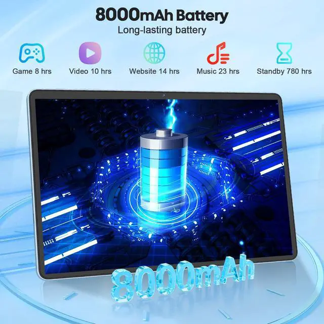 Alt view image 4 of 5 - Android 15 tablet with keyboard, 11 inch tablet with 24GB RAM+128GB ROM(2TB Expand), 8000mAh Battery, 2.4G/5G WiFi, 5MP+13MP Dual Camera, Widevine L1, Octa-core, Mouse, Stylus, Case(Silver Case)