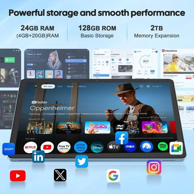 Alt view image 5 of 5 - Android 15 tablet with keyboard, 11 inch tablet with 24GB RAM+128GB ROM(2TB Expand), 8000mAh Battery, 2.4G/5G WiFi, 5MP+13MP Dual Camera, Widevine L1, Octa-core, Mouse, Stylus, Case(Silver Case)