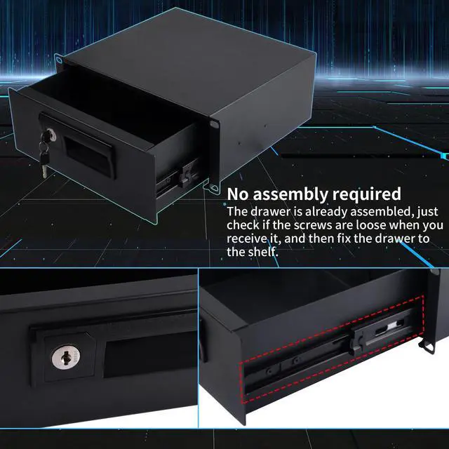 Alt view image 4 of 5 - GeeekPi 10inch 2U Rack Mount Lockable Drawer, 7.87inch Depth Server Cabinet Case 10 Inch Rack Mount for DeskPi RackMate T1/T0 Server Cabinet