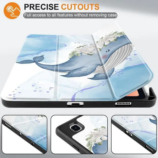 Alt view image 5 of 5 - Yebiseven Case for Samsung Galaxy Tab S6 Lite 10.4 inch 2024/2022/2020 with S Pen Holder,Trifold Stand + Soft TPU Back Cover + Auto Wake/Sleep,Flower Whale