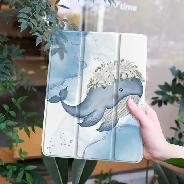 Alt view image 2 of 5 - Yebiseven Case for Samsung Galaxy Tab S6 Lite 10.4 inch 2024/2022/2020 with S Pen Holder,Trifold Stand + Soft TPU Back Cover + Auto Wake/Sleep,Flower Whale