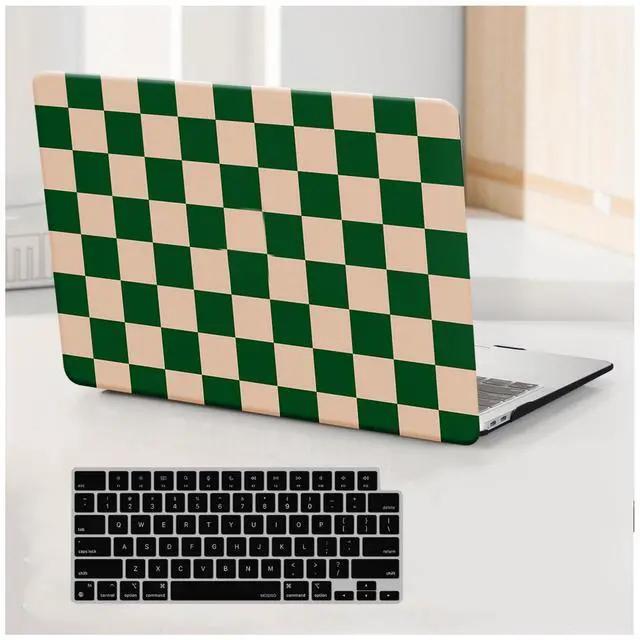 Main image of BYCeKe for MacBook Pro 14 inch Case 2025-2021 M5 M4 M3 M2 M1 Pro Max A3434 A3112 A3185 A3401 A2918 A2992 A2779 A2442,Textured Plastic Cream Hard Shell&Keyboard Cover for Mac Pro 14,Checkerd Green