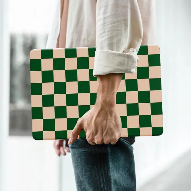 Alt view image 3 of 5 - BYCeKe for MacBook Pro 14 inch Case 2025-2021 M5 M4 M3 M2 M1 Pro Max A3434 A3112 A3185 A3401 A2918 A2992 A2779 A2442,Textured Plastic Cream Hard Shell&Keyboard Cover for Mac Pro 14,Checkerd Green