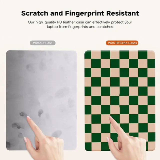 Alt view image 4 of 5 - BYCeKe for MacBook Pro 14 inch Case 2025-2021 M5 M4 M3 M2 M1 Pro Max A3434 A3112 A3185 A3401 A2918 A2992 A2779 A2442,Textured Plastic Cream Hard Shell&Keyboard Cover for Mac Pro 14,Checkerd Green