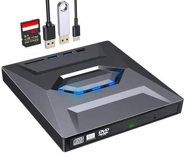 Main image of MTWZMM External CD/DVD Drive for PC and Laptop - 5-in-1 USB C Portable DVD Player with SD Card Slot & 3 USB Ports - High-Speed CD Burner Compatible with Mac, Windows 11/10/8/7, Linux