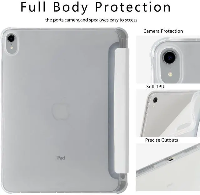 Alt view image 4 of 5 - Girly Kawaii Heart Bow Case for iPad 11 inch (A16 Chip) 2025 Generation 11th/iPad 10.9 inch 2022 10th Gen with Pencil Holder and Auto Sleep/Wake,White Leather Soft TPU Back Shell Stand Cover