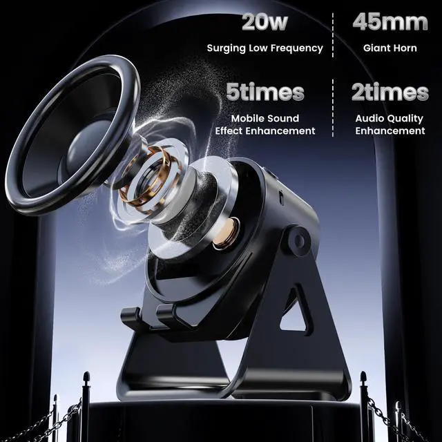 Alt view image 5 of 5 - realexist Induction Speaker 3-in-1 Bluetooth Speaker with Phone Stand,360° Adjustable Holder 8 RGB Light,Stereo Sound for iPhone/Android/iPad,Birthday Gift for Men Women