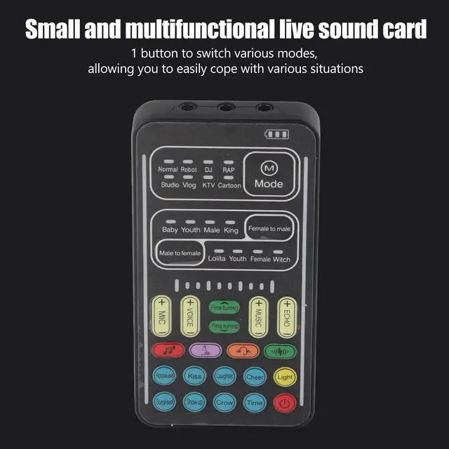 Alt view image 4 of 5 - Espusta Voice Changer Device, Universal Live Broadcast Voice Disguiser Set Portable Recording Mini Sound Card, 8 Different Sounds Sound Effects for Game Anchor Recording Computer