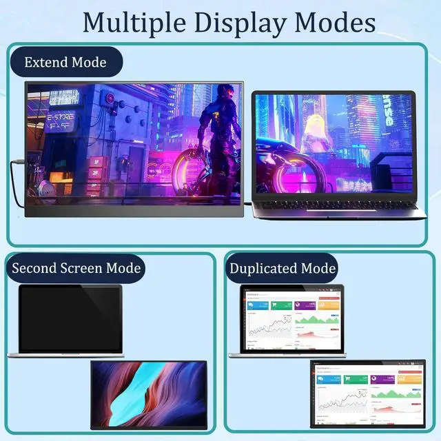 Alt view image 2 of 5 - KVKID Portable Monitor, 15.6'' FHD 1080P USB-C HDMI Ultra-Slim Portable Screen Laptop Screen Extender, Portable Computer Monitor with Kickstand, Travel Monitor for Laptop PC Phone for Home, Outdoors