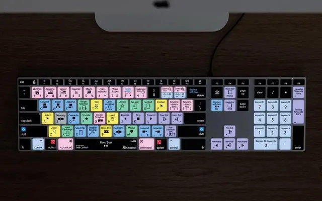 Alt view image 3 of 5 - Final Cut Pro Backlit Pro Aluminum Keyboard - macOS - US  150+ Shortcuts, Color-Coded, Backlit for Enhanced Visibility, Boosts Editing Speed by 40%, Designed for Final Cut Pro X