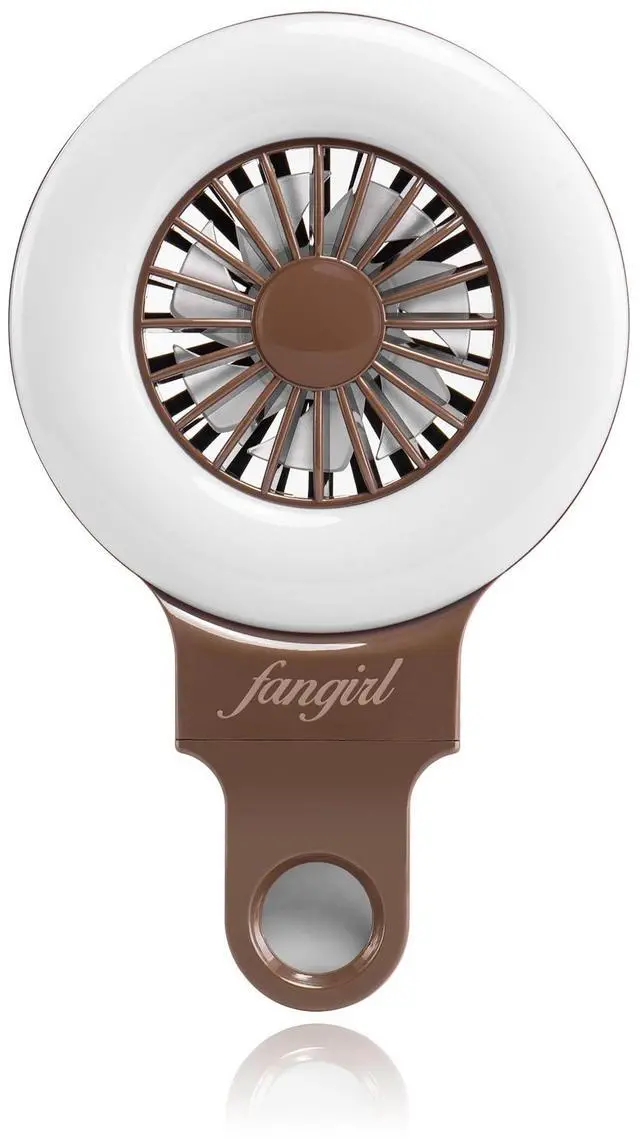 Alt view image 2 of 5 - Fangirl by Remi: 2-in-1 Clip on Phone Fan and Selfie Ring Light (Brown)