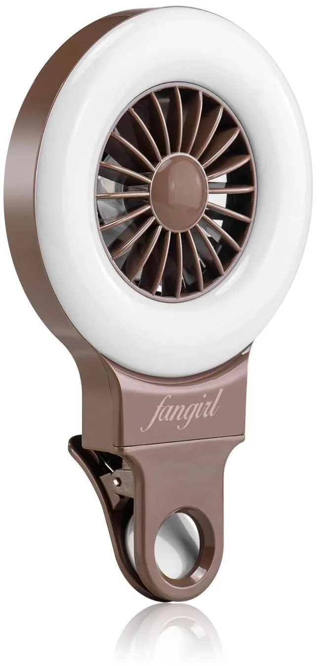 Alt view image 3 of 5 - Fangirl by Remi: 2-in-1 Clip on Phone Fan and Selfie Ring Light (Brown)