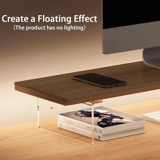 Alt view image 3 of 5 - Monitor Stand Riser 2.16/3.34 Inch 2 Height Adjustments Acrylic Stand with Installation Tool, Desk Organizer Accessories Office Desk Storage Rack Screen/PC/Printer/Laptop Riser 7.8 x 15.7 Inch (White)