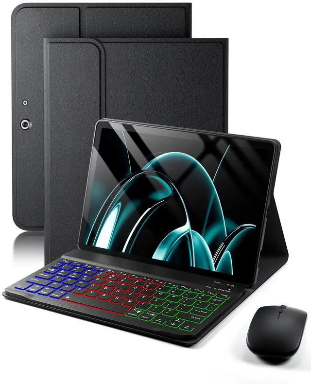 Main image of for Microsoft Surface Go 4/3/2/1 10.5/10 inch Case with Keyboard - Rainbow Backlit Keyboard Case - Built in Pencil Holder with Mouse - Black