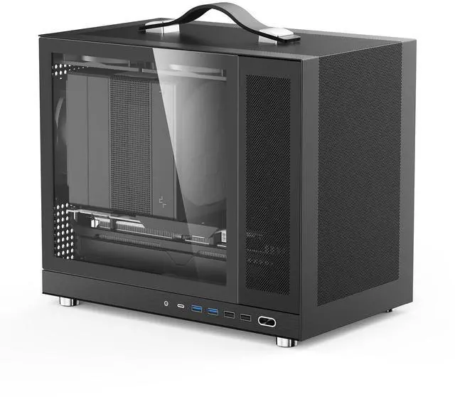 Main image of Shiny Snake G350 20.8L MATX Mesh PC Case - Support MATX Back-Connect/BTF MB, ATX PSU, 340mm GPU, 165mm Cooler, Tempered Glass Side Panel with Type-C, Compatible with up to 5 Cooling Fans - Black