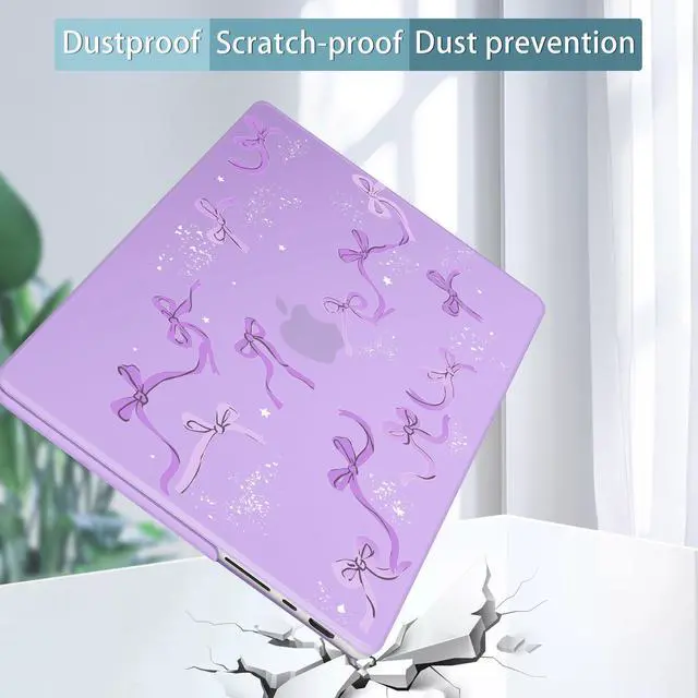 Alt view image 5 of 5 - Tuiklol for MacBook Pro 14 Inch Case 2025-2021 Release M5 A3434 /M4 A3112 A3401 A3185/M3 A2918 A2992/M2 A2779/M1 A2442 Pro/Max,Hard Shell Case with Screen Protector for Touch ID,Purple Bow