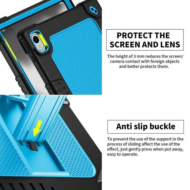 Alt view image 4 of 4 - Hoibon for Onn 11 inch Tablet Pro 2024 Model 100146660 Case,Shockproof Rugged Kids Case with 2 Pcs Screen Protector Shoulder Strap for Walmart Onn 11" Tablet Pro 2024 Model:100146660 (Black/Blue)