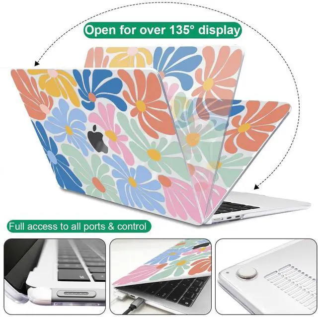 Alt view image 5 of 5 - LCMOCICO Compatible with M4 MacBook Air 13.6 inch Case 2025 2024 2023 2022 Model A3240 A3113 M3 A2681 M2 Chip, Crystal Pattern Plastic Hard Case Cover for Mac Air 13 M4 Touch ID, Colorful Flowers