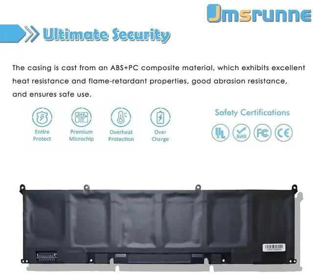 Alt view image 4 of 5 - Jmsrunne 56Wh 8FCTC Laptop Battery Compatible with Dell XPS 15 9500 Precision 5550 Alienware M15 R3 R4 M17 R4 R3 Series Notebook 69KF2 08FCTC 0P8P1P 0DVG8M 0M59JH 70N2F 070N2F 11.4V 4650mAh
