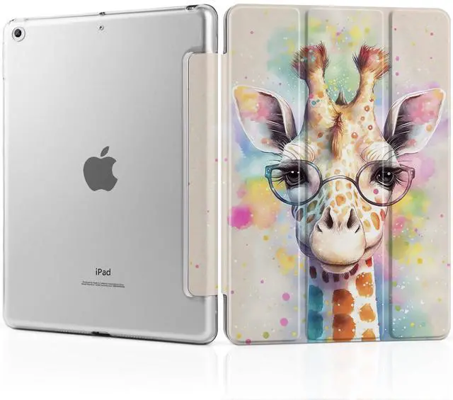 Main image of MEEgoodo Case for iPad 10.2 inch, Case for iPad 9th Generation 2021/ 8th Generation 2020/ 7th Gen 2019, Tablet Cover with Silk Texture & PC Back Cover, Giraffe