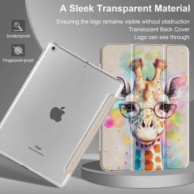 Alt view image 2 of 5 - MEEgoodo Case for iPad 10.2 inch, Case for iPad 9th Generation 2021/ 8th Generation 2020/ 7th Gen 2019, Tablet Cover with Silk Texture & PC Back Cover, Giraffe
