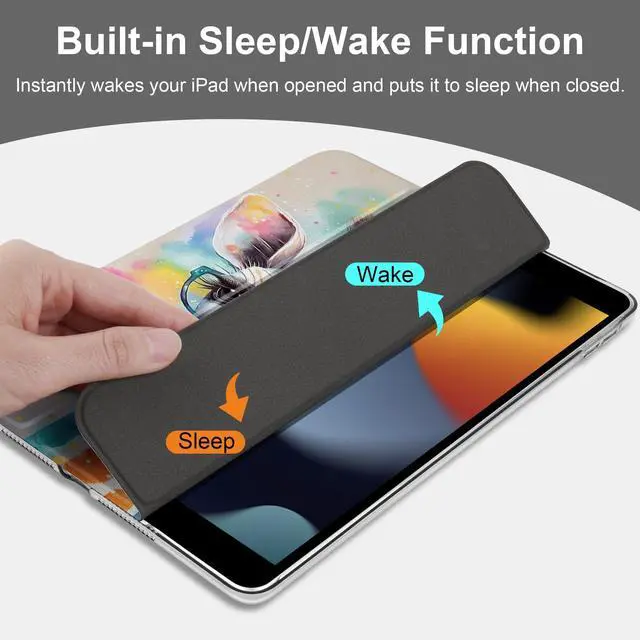 Alt view image 4 of 5 - MEEgoodo Case for iPad 10.2 inch, Case for iPad 9th Generation 2021/ 8th Generation 2020/ 7th Gen 2019, Tablet Cover with Silk Texture & PC Back Cover, Giraffe