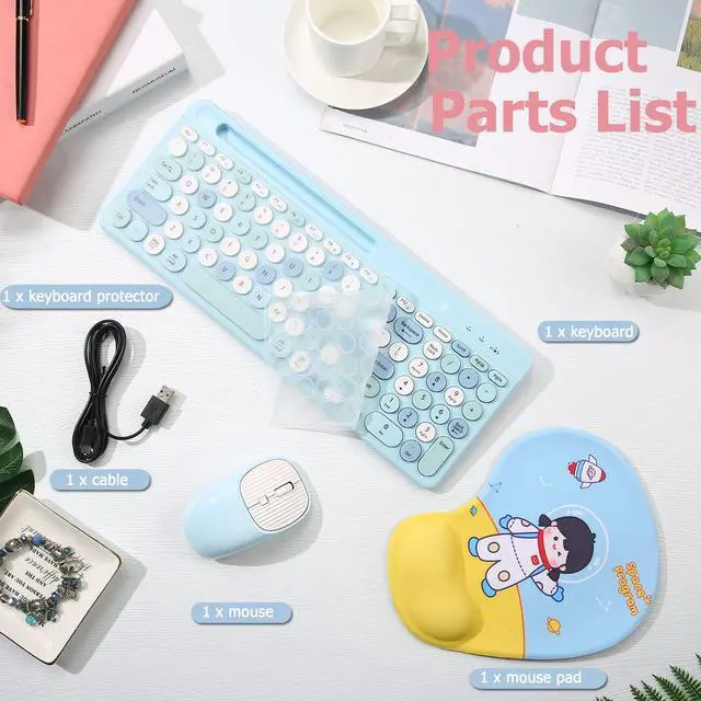 Alt view image 5 of 5 - Bluetooth Keyboard and Mouse Wireless, Multi-Device Rechargeable Keyboard and Mouse Combo with Phone Holder (Bluetooth 5.0+3.0+2.4GHz) Quiet Ergonomic Compatible with Mac/Windows/iOS/Android