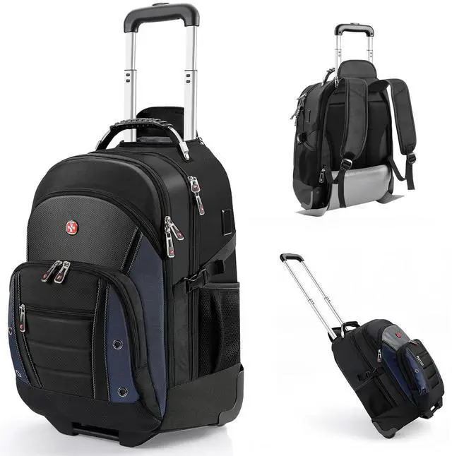 Main image of star cloud Rolling Backpack with Wheels, USB & Type-C Charging Port, 21x14x9 Water Resistant Wheeled Backpack, 17.3" Roller Laptop Backpack, Carry On Luggage for Business Travel College Work Bag